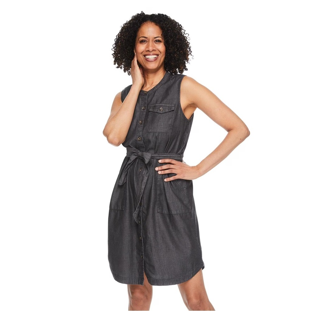 Iyla Black Denim Button Up Belted Dress